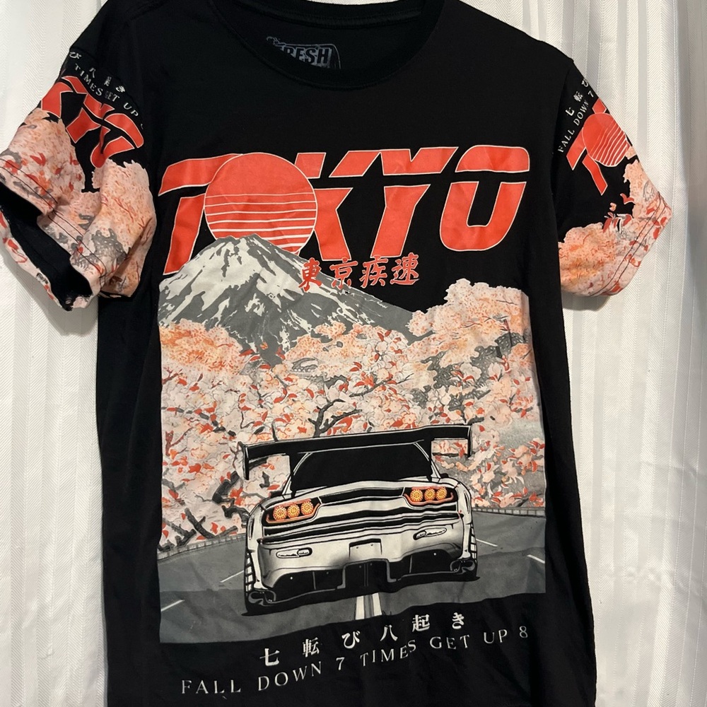Fresh Tokyo Graphic Black and Red Short Sleeve Tee